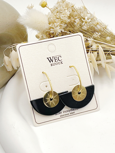 Wholesaler WEC Bijoux - STEEL + NATURAL STONE EARRINGS