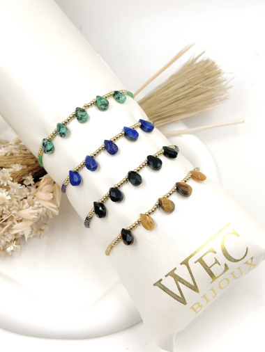 Wholesaler WEC Bijoux - bracelet in Stainless steel  + stone