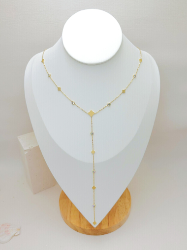 Wholesaler WEC Bijoux - Stainless steel zirconium clover tie necklace