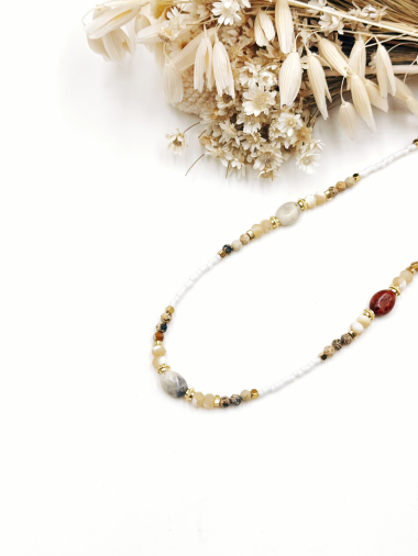 Großhändler WEC Bijoux - Halskette aus Edelstahl + Stein