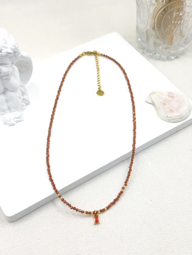 Wholesaler WEC Bijoux - STAINLESS STEEL + STONE NECKLACE