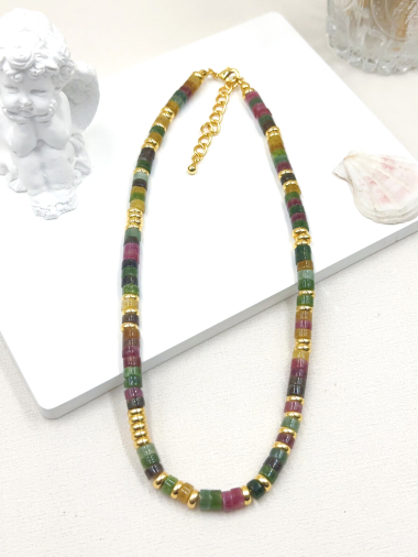 Wholesaler WEC Bijoux - STAINLESS STEEL + STONE NECKLACE