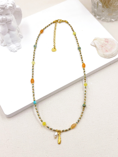 Wholesaler WEC Bijoux - STAINLESS STEEL + STONE NECKLACE