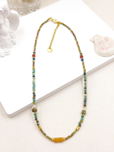 Wholesaler WEC Bijoux - STAINLESS STEEL + STONE NECKLACE