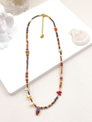 Wholesaler WEC Bijoux - STAINLESS STEEL + STONE NECKLACE