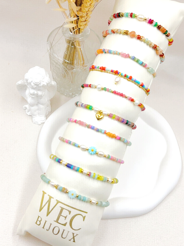 Grossiste WEC Bijoux - LOT DE 10 BRACELETS EN ACIER INOXYDABLE+BOUDIN