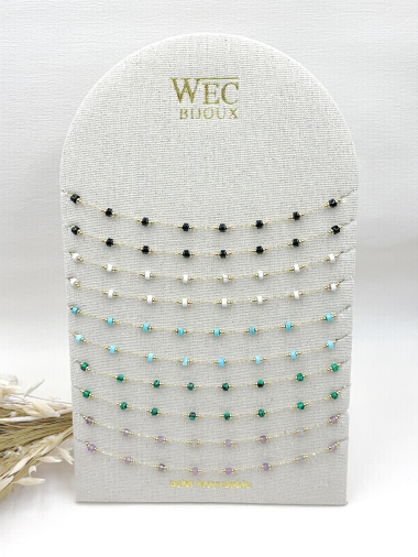 Wholesaler WEC Bijoux - SET OF 10 STEEL NECKLACE + DISPLAY