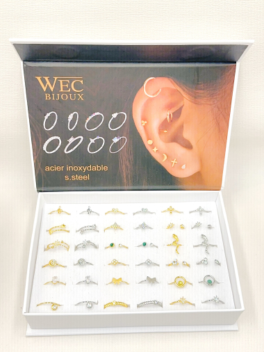 Wholesaler WEC Bijoux - SET OF 36 STEEL RINGS