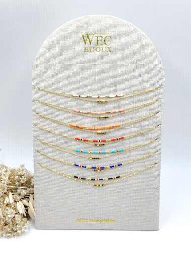 Wholesaler WEC Bijoux - SET OF 7 STEEL NECKLACE + DISPLAY