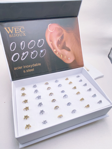 Wholesaler WEC Bijoux - SET OF EAR AND PIECING EARRINGS