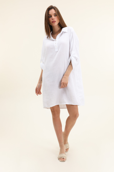 Grossiste Willow - Robe chemise courte en gaze de coton