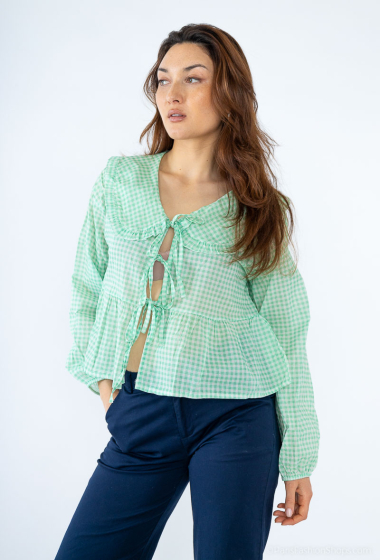 Wholesaler Willow - Claudine blouse with bows in Vichy print