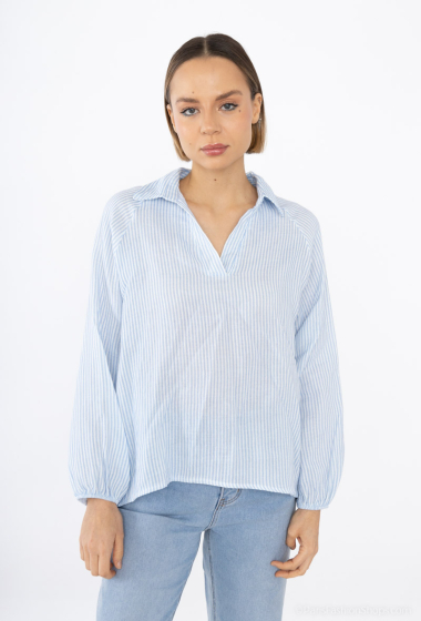 Wholesaler Willow - Striped cotton gauze blouse