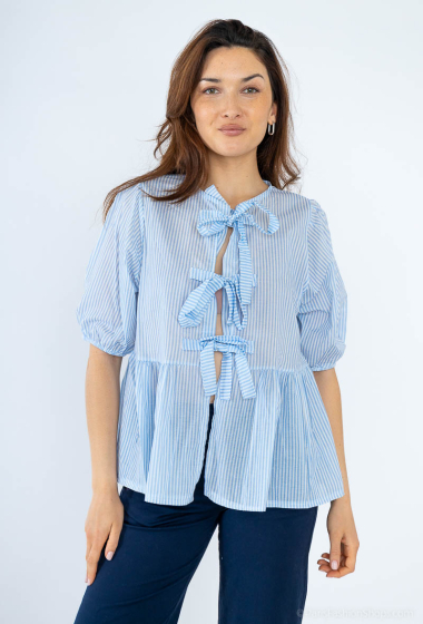 Wholesaler Willow - Striped bow blouse version b