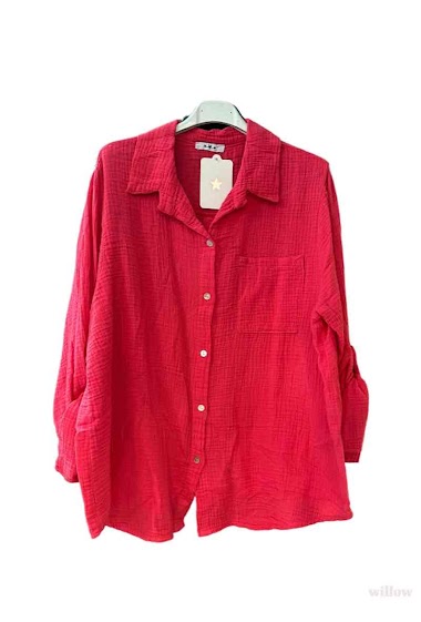 Wholesaler Willow - Buttoned plain cotton gauze shirt