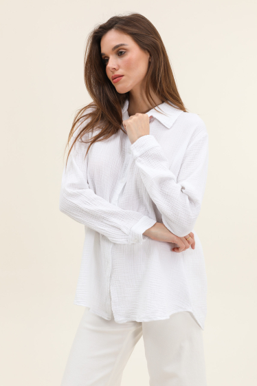 Wholesaler Willow - Cotton gauze oversize plain shirt