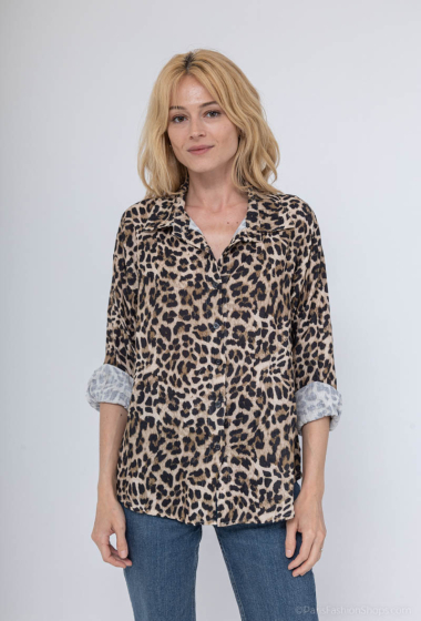 Wholesaler Willow - Leopard cotton gauze shirt #3036