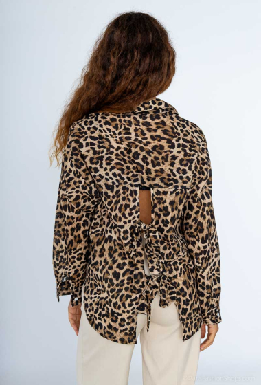 Grossiste Willow - Chemise léopard coton ouvert au dos avec noeuds