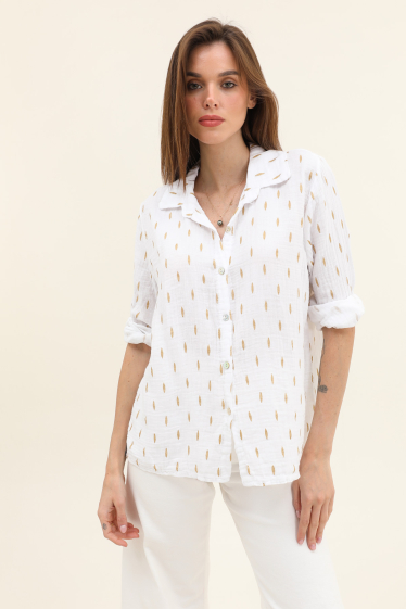 Wholesaler Willow - Gold diamond shirt in cotton gauze