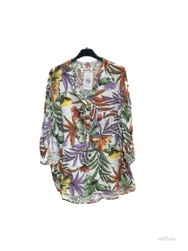 Großhändler Willow - Übergroßes Hemd mit Stehkragen und Blumendruck