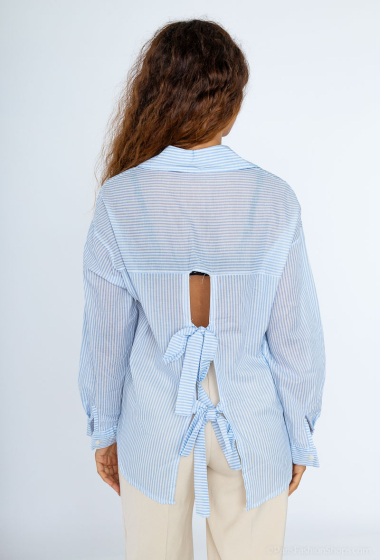 Grossiste Willow - Chemise rayée coton ouvert au dos avec noeuds