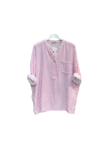 Wholesaler Willow - Striped cotton gauze shirt with stand collar