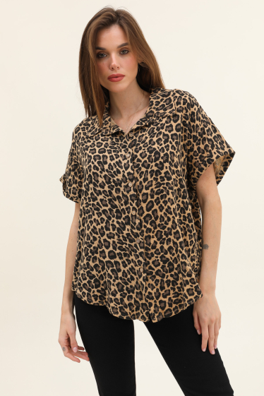 Mayorista Willow - Camisa de gasa de algodón leopardo
