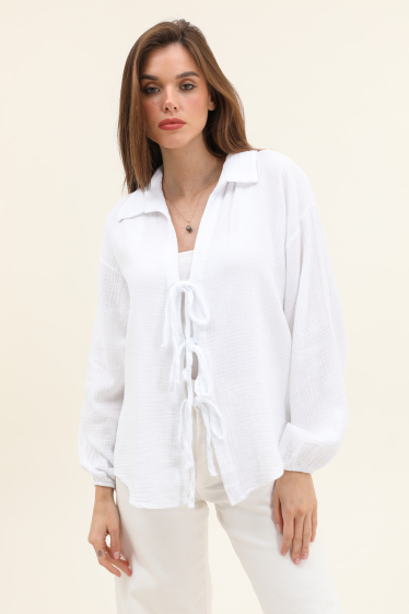Wholesaler Willow - Cotton gauze knotted blouse
