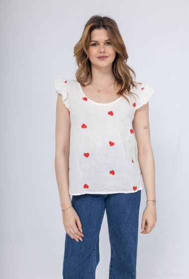 Wholesaler Willow - Backless top heart printed cotton gauze