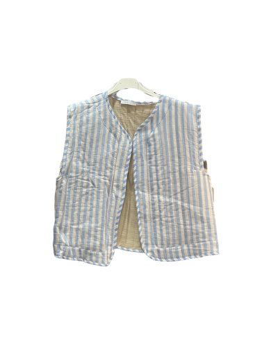 Wholesaler Willow - Sleeveless vest wide stripes cotton gauze