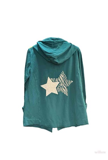 Wholesaler Willow - Hooded sweatshirt vest with double star on the back