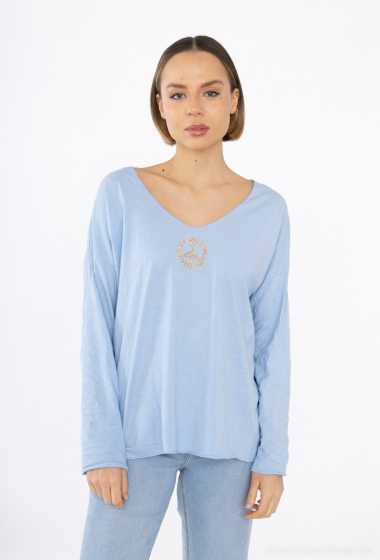 Wholesaler Willow - Peace long-sleeved cotton top