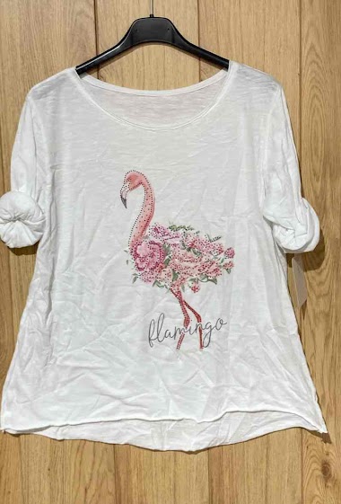 Grossiste Willow - Haut "Flamant rose" avec strass