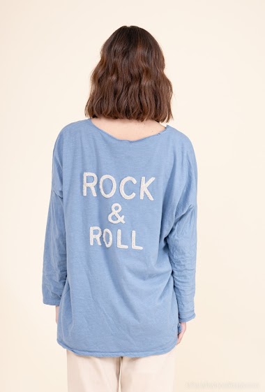 "Rock and roll" embroidered tee