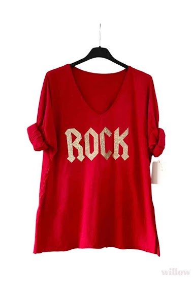 "ROCK" printed cotton top