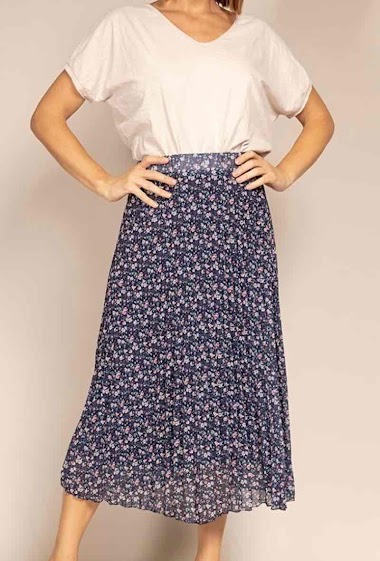 Wholesaler Willow - Pleaded printed long skirt