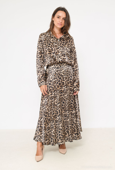 Wholesaler Willow - Leopard print flared viscose skirt