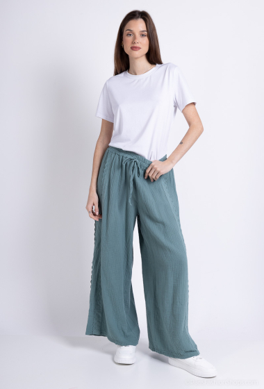 Wholesaler Willow - English embroidery pants in cotton gauze
