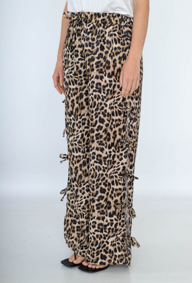 Grossiste Willow - Pantalon léopard gaze de coton à noeuds