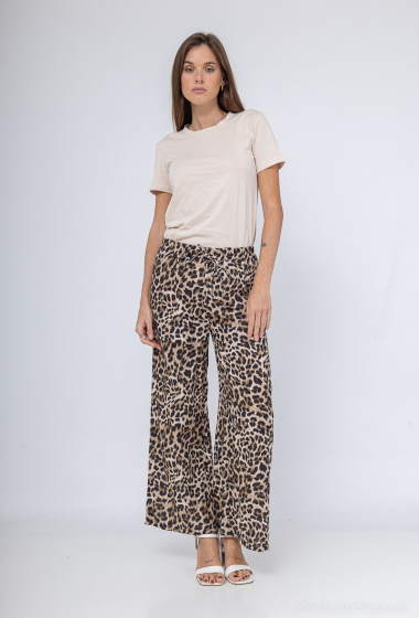 Grossiste Willow - Pantalon gaze de coton léopard