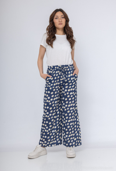 Wholesaler Willow - Trousers with side pockets in daisy cotton gauze