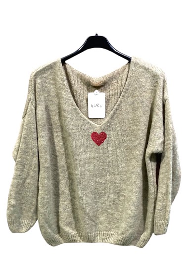 Grossiste Willow - Pull Coeur rouge brillant