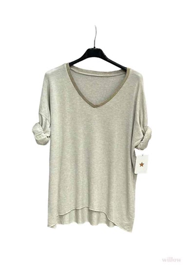 Wholesaler Willow - Soft plain sweater with lurex collar