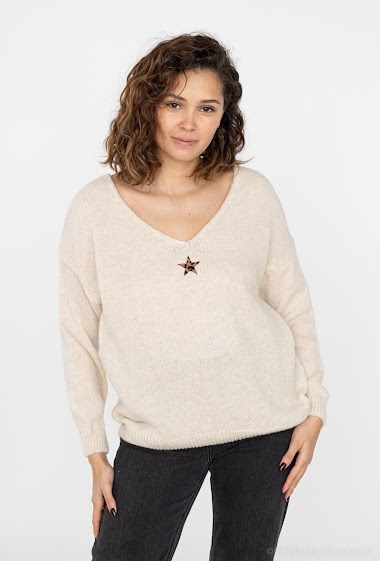 Wholesaler Willow - Sweater with a leopard printed star