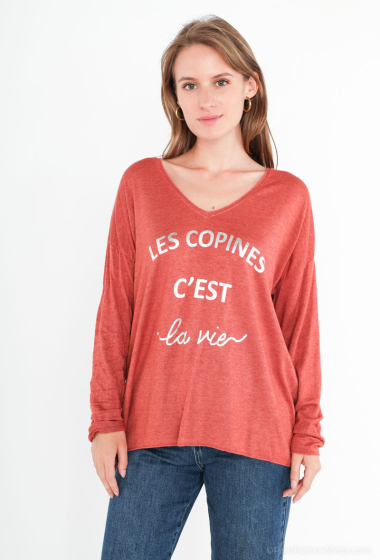 Wholesaler Willow - Fine sweater "Les copines c'est la vie"
