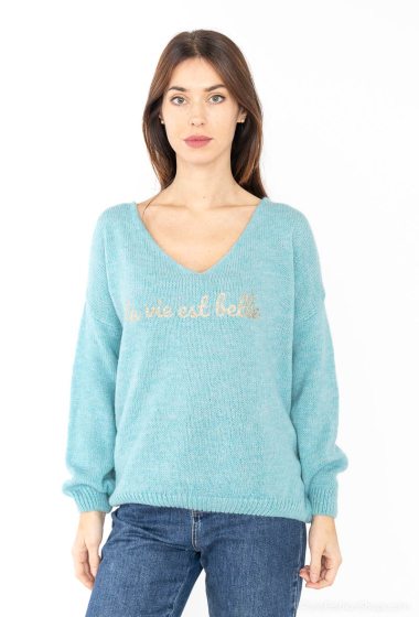 Wholesaler Willow - « La vie est belle» v neck sweater