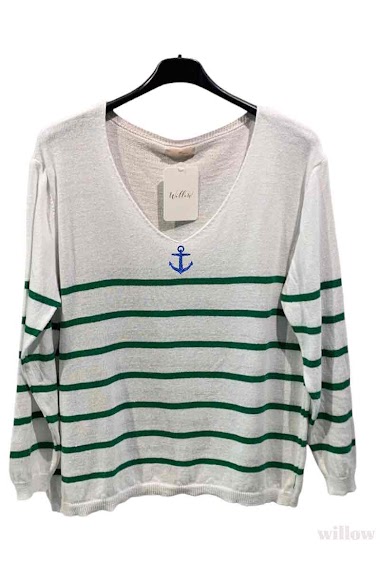 Wholesaler Willow - Fine striped sweater with an anchor