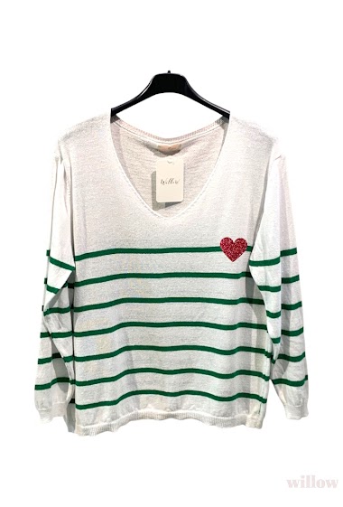 Mayorista Willow - Fine striped sweater with a heart
