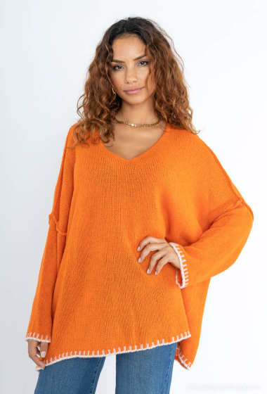 Wholesaler Willow - Oversized sweater with contrasting stitching