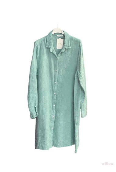 Wholesaler Willow - Mid-length buttoned dress in cotton gauze
